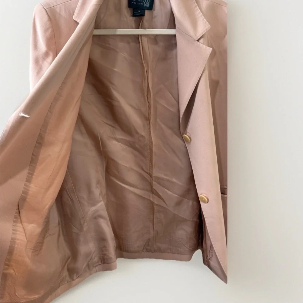 Lafayette 148 New York Career Long Sleeve Pale Pink Quiet Luxury Wool Blazer 8